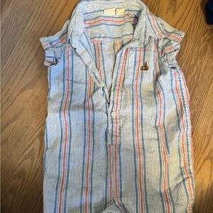 GAP Striped Light Blue Kids One-Piece Button-Down